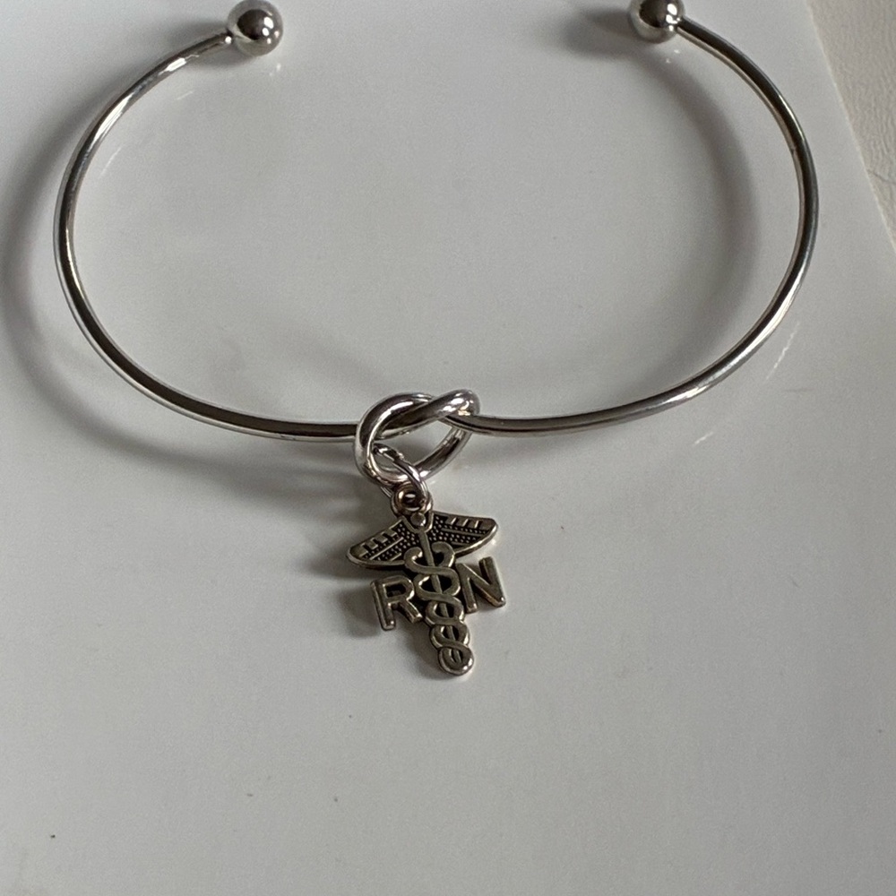 ⚕️RN Charm Open Bangle Silver Tone - Picture 4 of 10
